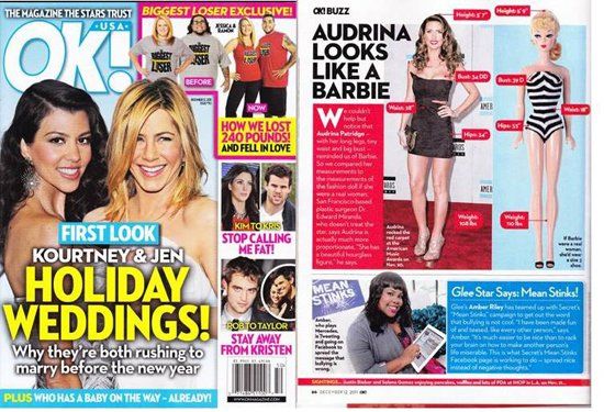 Magazine cover featuring celebrity news and gossip.